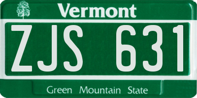 VT license plate ZJS631
