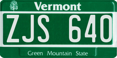 VT license plate ZJS640