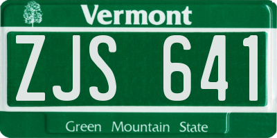VT license plate ZJS641