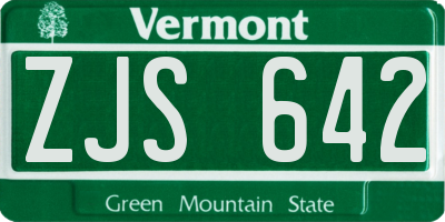 VT license plate ZJS642