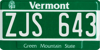 VT license plate ZJS643