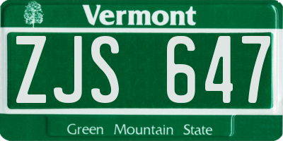 VT license plate ZJS647