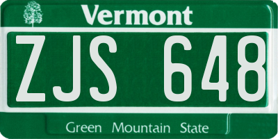 VT license plate ZJS648