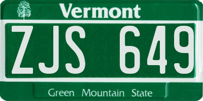 VT license plate ZJS649