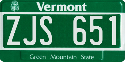 VT license plate ZJS651