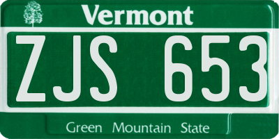 VT license plate ZJS653