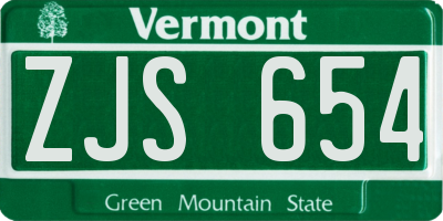 VT license plate ZJS654