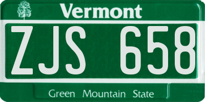 VT license plate ZJS658
