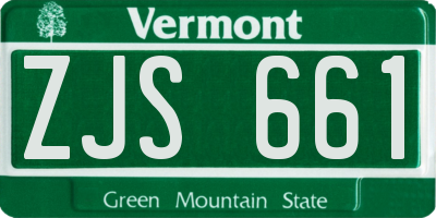 VT license plate ZJS661