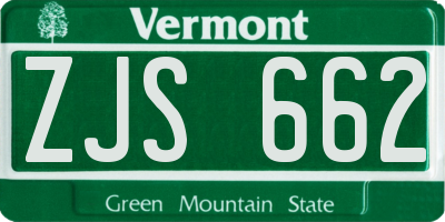 VT license plate ZJS662