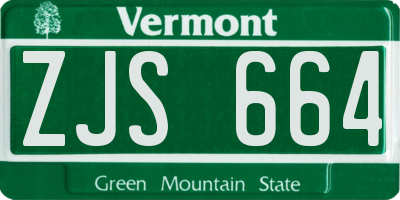 VT license plate ZJS664