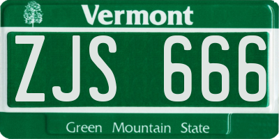 VT license plate ZJS666