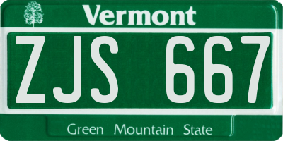 VT license plate ZJS667