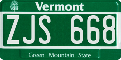 VT license plate ZJS668