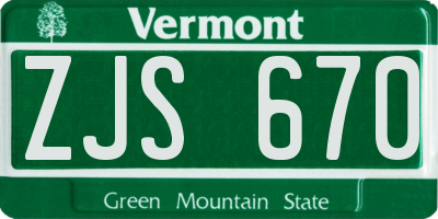 VT license plate ZJS670