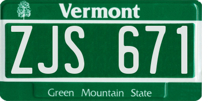 VT license plate ZJS671