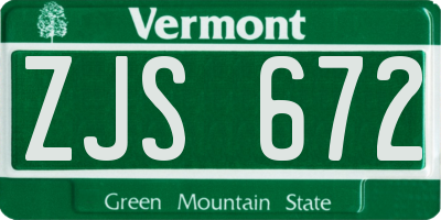 VT license plate ZJS672