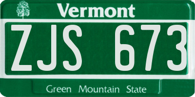 VT license plate ZJS673