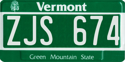 VT license plate ZJS674