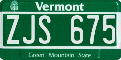VT license plate ZJS675