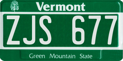 VT license plate ZJS677