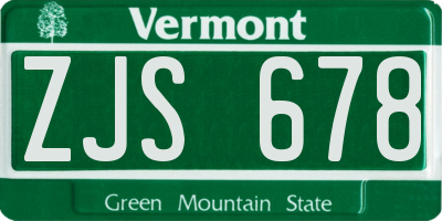 VT license plate ZJS678