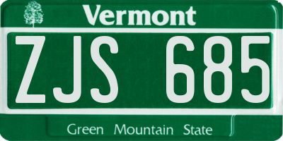 VT license plate ZJS685