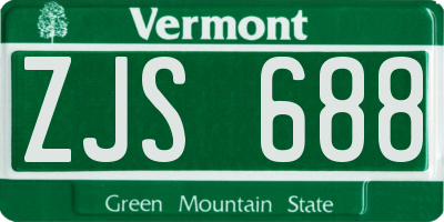 VT license plate ZJS688