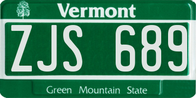 VT license plate ZJS689