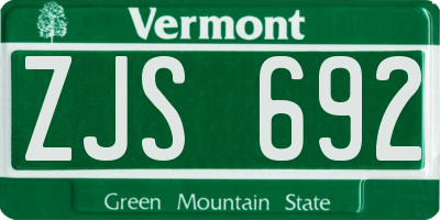 VT license plate ZJS692