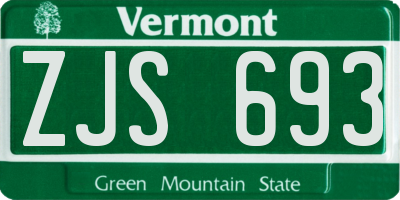 VT license plate ZJS693
