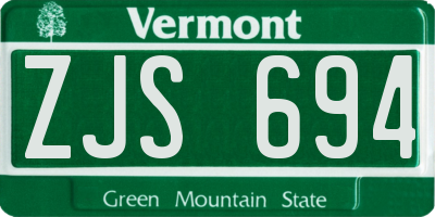 VT license plate ZJS694