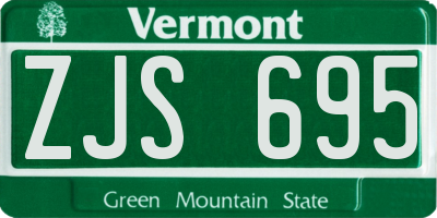 VT license plate ZJS695
