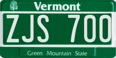 VT license plate ZJS700
