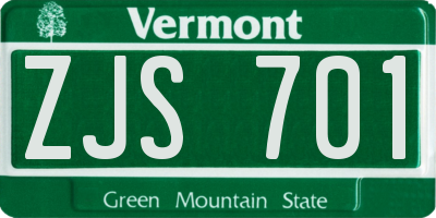 VT license plate ZJS701