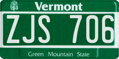 VT license plate ZJS706