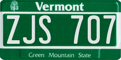 VT license plate ZJS707