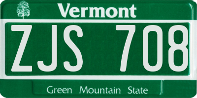 VT license plate ZJS708