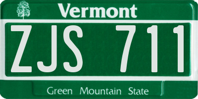 VT license plate ZJS711