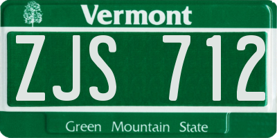 VT license plate ZJS712
