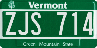 VT license plate ZJS714