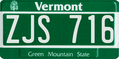 VT license plate ZJS716