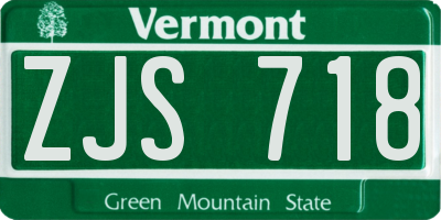 VT license plate ZJS718