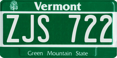 VT license plate ZJS722