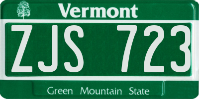 VT license plate ZJS723