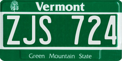 VT license plate ZJS724
