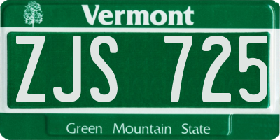 VT license plate ZJS725