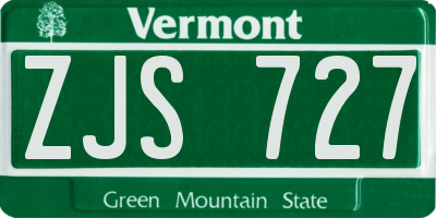 VT license plate ZJS727