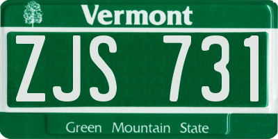 VT license plate ZJS731