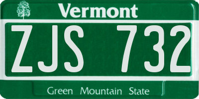 VT license plate ZJS732